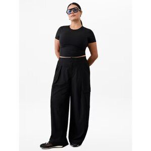 Athleta 6 Pinnacle Cargo Trouser Ecru Black 6 Regular
